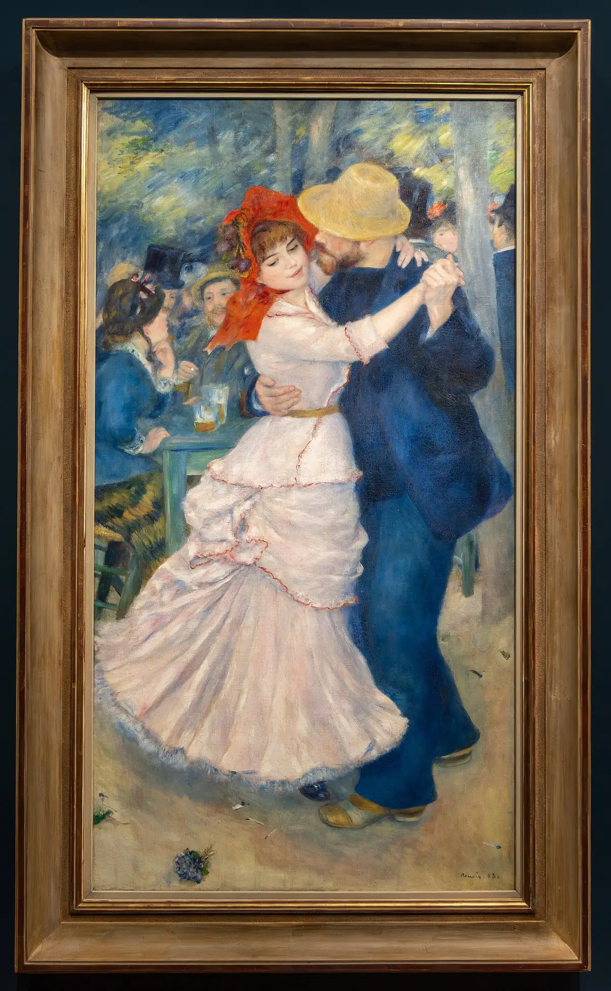 Pierre-Auguste Renoir, Dance at Bougival, 1883, a couple dancing, the woman in a red bonnet